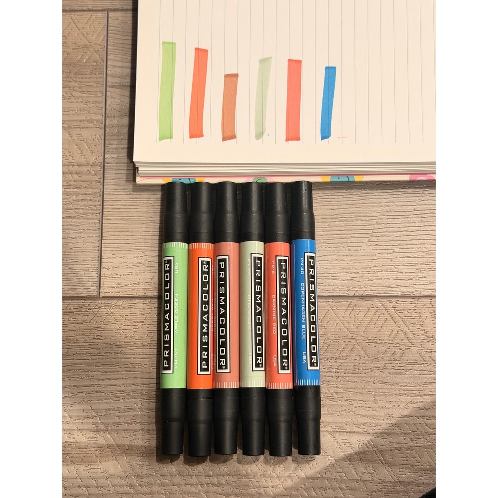 Prismacolor Premier Double Ended Art Markers 6 Piece Set Green Red‎ Blue Brown